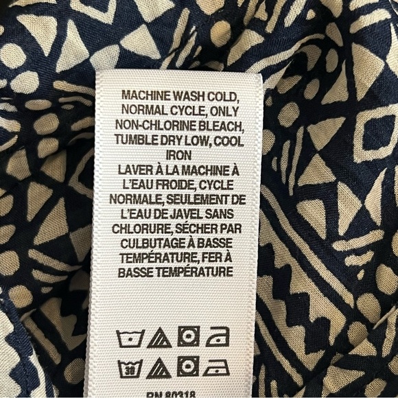 John Robshaw x Lucky Brand batik top, geometric pattern blue and white, sz M - Picture 12 of 14